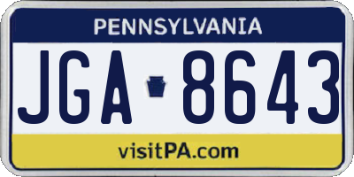PA license plate JGA8643