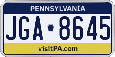 PA license plate JGA8645