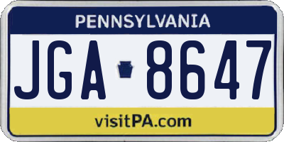 PA license plate JGA8647