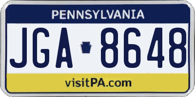 PA license plate JGA8648