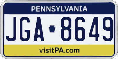 PA license plate JGA8649