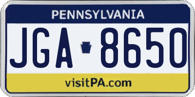 PA license plate JGA8650