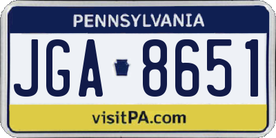 PA license plate JGA8651