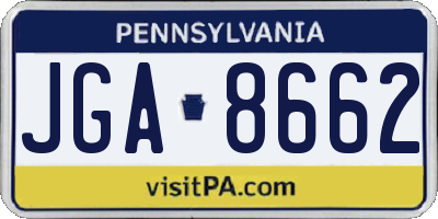 PA license plate JGA8662