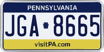 PA license plate JGA8665