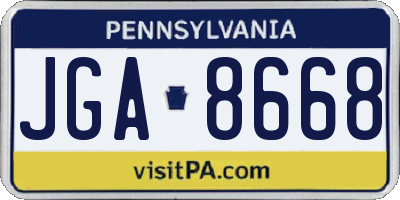 PA license plate JGA8668