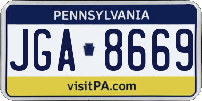 PA license plate JGA8669