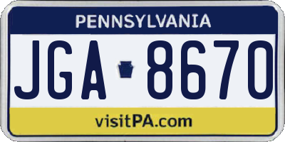 PA license plate JGA8670