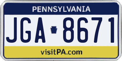 PA license plate JGA8671