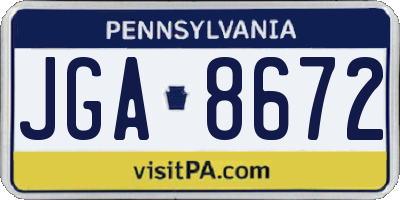 PA license plate JGA8672