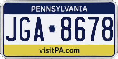PA license plate JGA8678