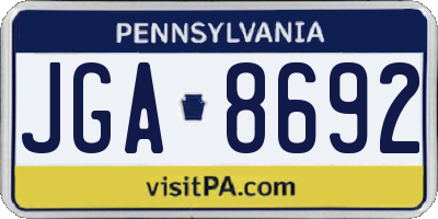 PA license plate JGA8692