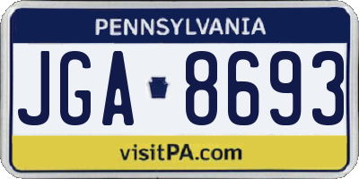 PA license plate JGA8693