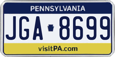 PA license plate JGA8699