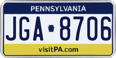 PA license plate JGA8706