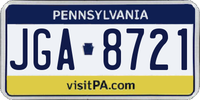 PA license plate JGA8721