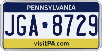 PA license plate JGA8729