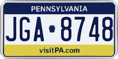 PA license plate JGA8748