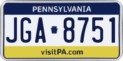 PA license plate JGA8751