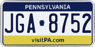 PA license plate JGA8752
