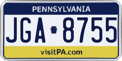 PA license plate JGA8755