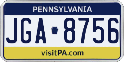 PA license plate JGA8756