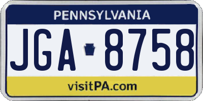 PA license plate JGA8758