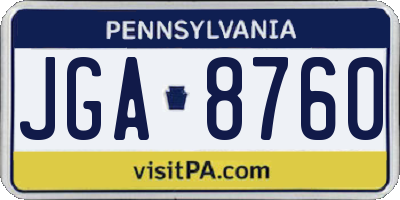 PA license plate JGA8760