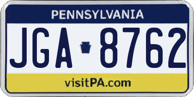 PA license plate JGA8762