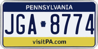 PA license plate JGA8774