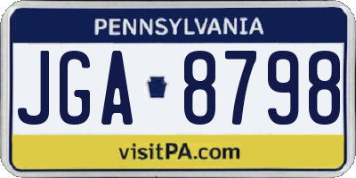 PA license plate JGA8798