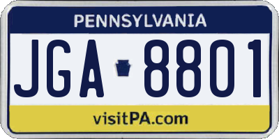 PA license plate JGA8801