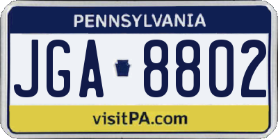 PA license plate JGA8802