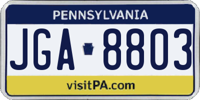 PA license plate JGA8803