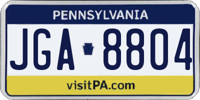 PA license plate JGA8804