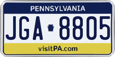 PA license plate JGA8805