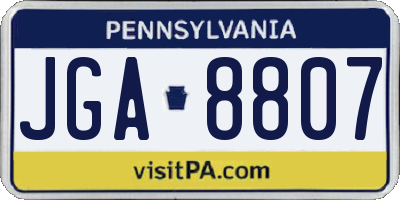 PA license plate JGA8807