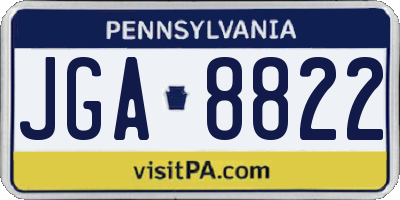PA license plate JGA8822