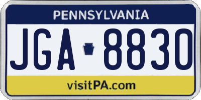 PA license plate JGA8830