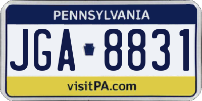 PA license plate JGA8831