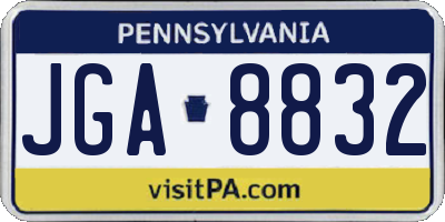 PA license plate JGA8832