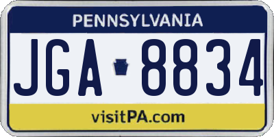 PA license plate JGA8834