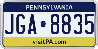 PA license plate JGA8835