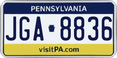 PA license plate JGA8836
