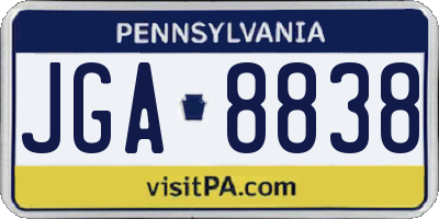 PA license plate JGA8838