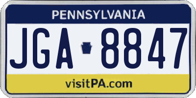 PA license plate JGA8847