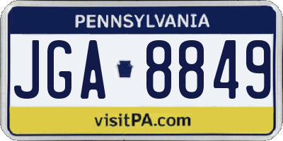 PA license plate JGA8849