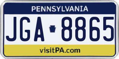 PA license plate JGA8865