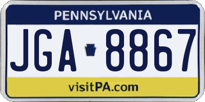 PA license plate JGA8867