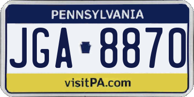 PA license plate JGA8870